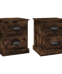 Comodini 2 Pz Rovere Fumo 39x39x47,5 Cm In Legno Multistrato