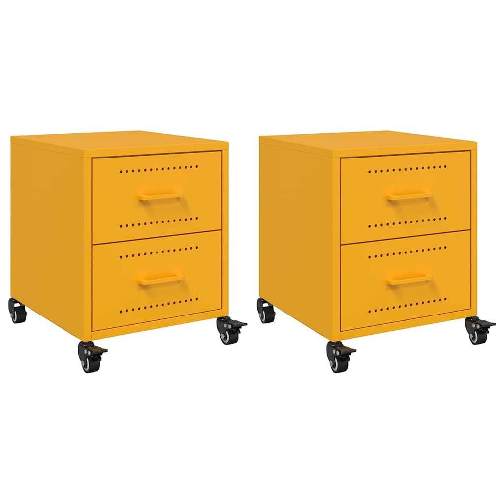 Comodini 2 Pz Giallo Senape 36x39x43,5 Cm In Acciaio - Image 5