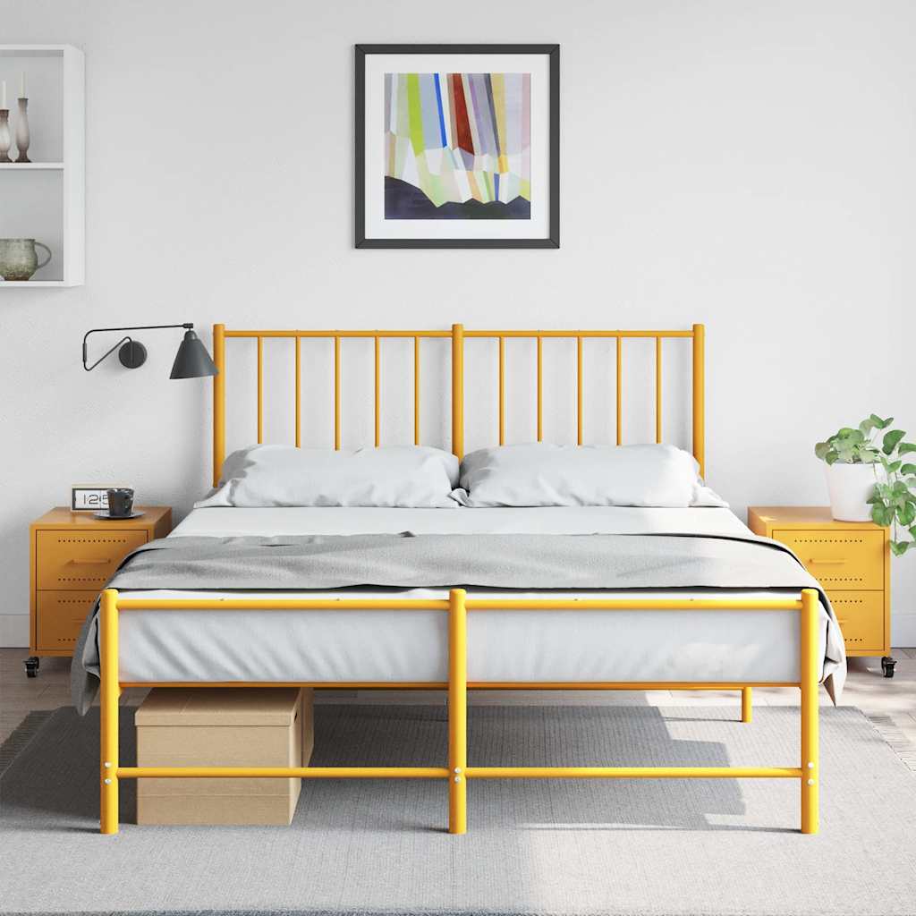 Comodini 2 Pz Giallo Senape 36x39x43,5 Cm In Acciaio