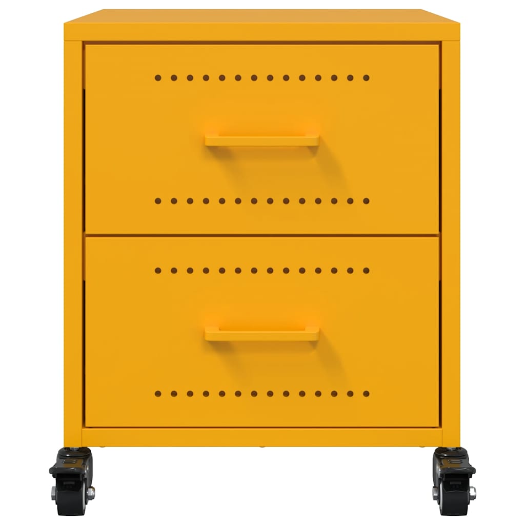 Comodini 2 Pz Giallo Senape 36x39x43,5 Cm In Acciaio - Image 3