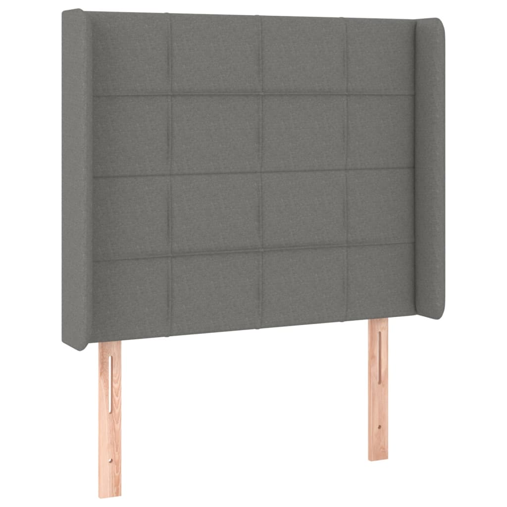 Testiera Ad Orecchio Grigio Scuro 93x16x118/128 Cm In Tessuto
