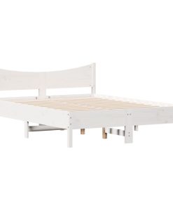 Letto Senza Materasso Bianco 135x190 Cm Legno Massello Di Pino
