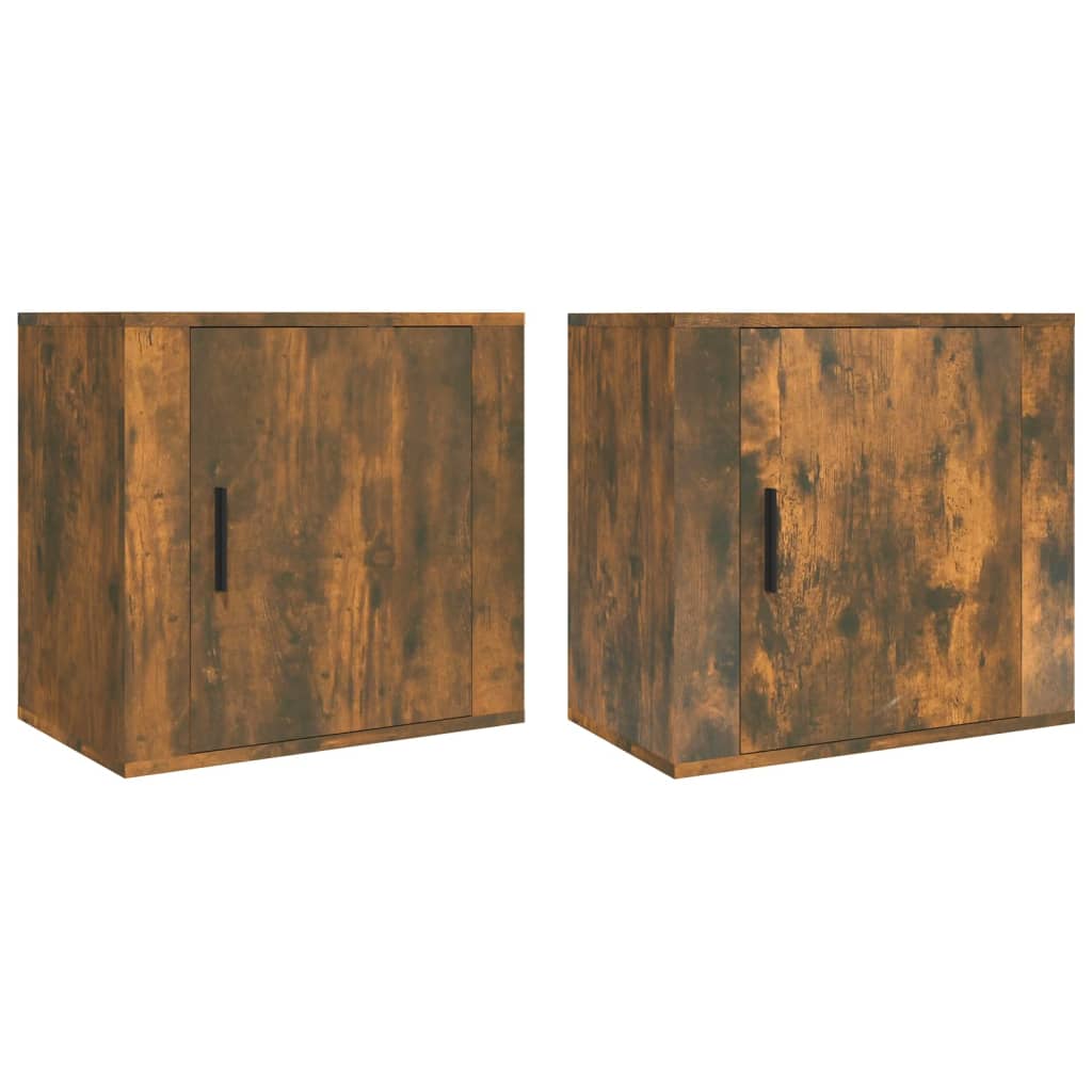 Comodini A Muro 2 Pz Rovere Fumo 50x30x47 cm