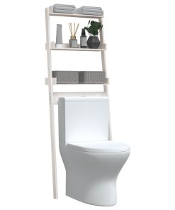 Rastrelliera Da Bagno Bianca 63,5x32x179 Cm Legno Massello Pino