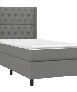 Letto A Molle Materasso E Led Grigio Scuro 80x200 Cm In Tessuto