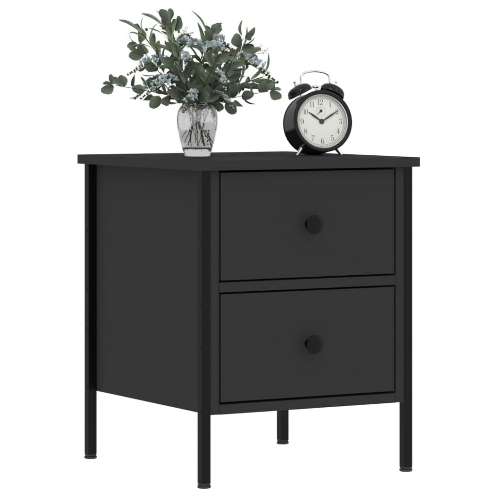 Comodini 2 Pz Neri 40x42x50 Cm In Legno Multistrato