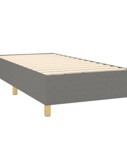 Letto A Molle Materasso E Led Grigio Scuro 80x200 Cm In Tessuto