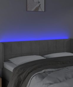 Testiera Grigio Chiaro A Led 147x16x78/88 Cm In Velluto