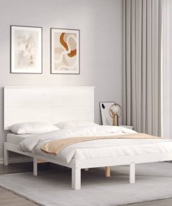 Letto Senza Materasso Bianco 140x190 Cm Legno Massello Di Pino