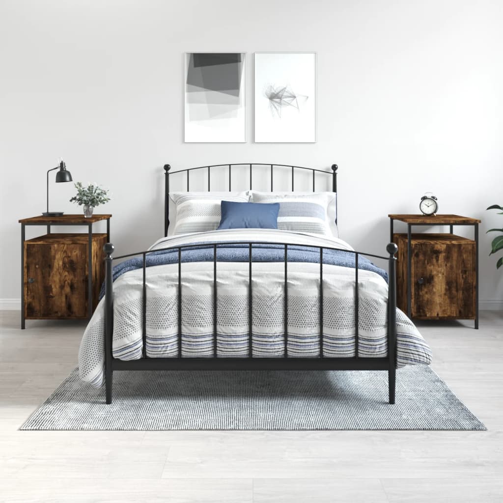 Comodini 2 Pz Rovere Fumo 40x42x60 Cm In Legno Multistrato