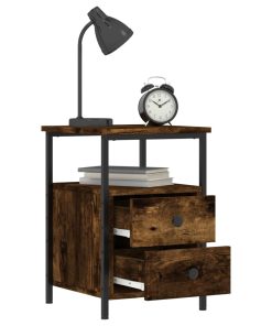 Comodini 2 Pz Rovere Fumo 34x35,5x50 Cm In Legno Multistrato