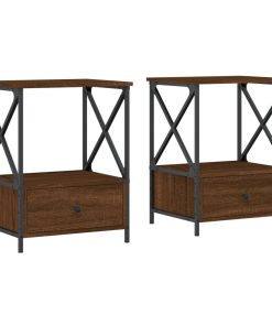 Comodini 2 Pz Rovere Marrone 50x41x65 Cm In Legno Multistrato