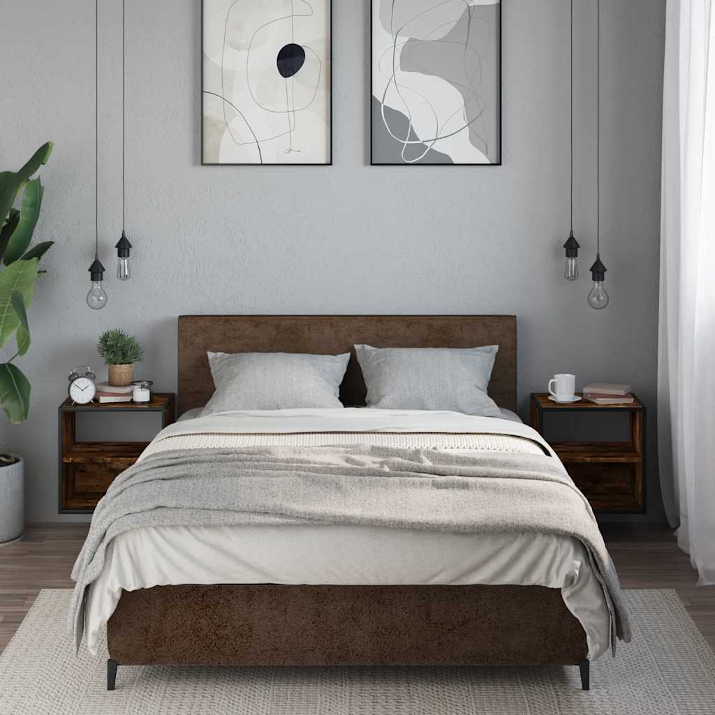 Comodini A Muro 2 Pz Rovere Fumo 40x31x39,5 cm