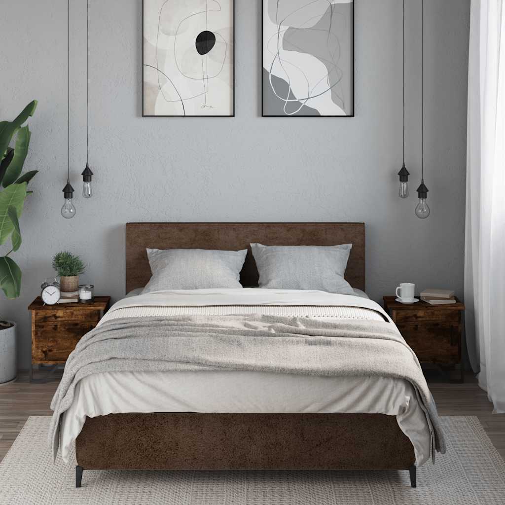Comodini 2pz Rovere Fumo 40x30x40 Cm In Truciolato