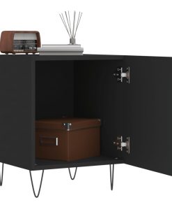 Comodini 2 Pz Neri 40x40x50 Cm In Legno Multistrato