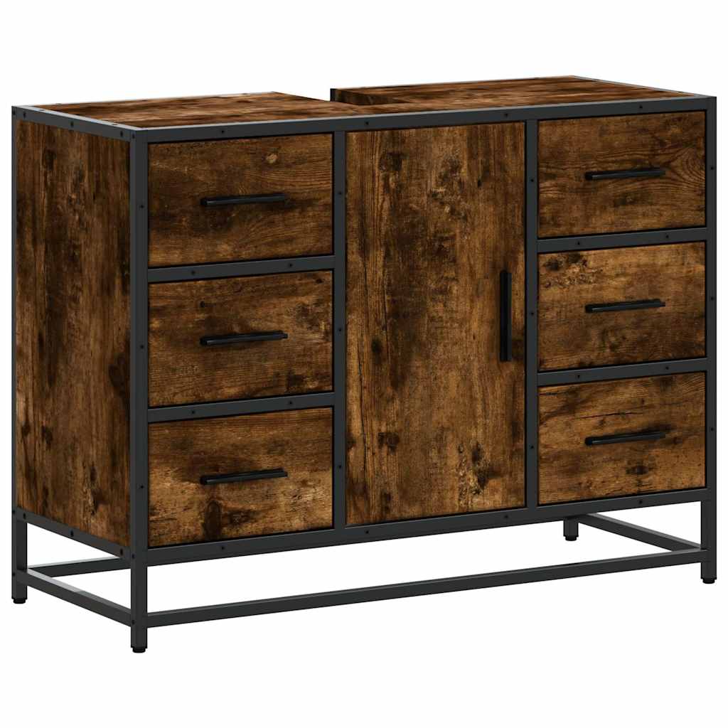 Mobile Lavabo Bagno Rovere Fumo 60x30x60 Cm Legno Multistrato - Image 6