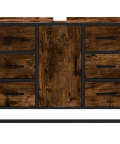 Mobile Lavabo Bagno Rovere Fumo 60x30x60 Cm Legno Multistrato