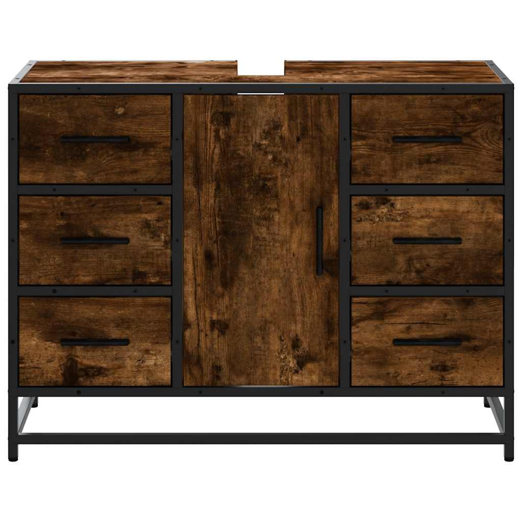 Mobile Lavabo Bagno Rovere Fumo 60x30x60 Cm Legno Multistrato