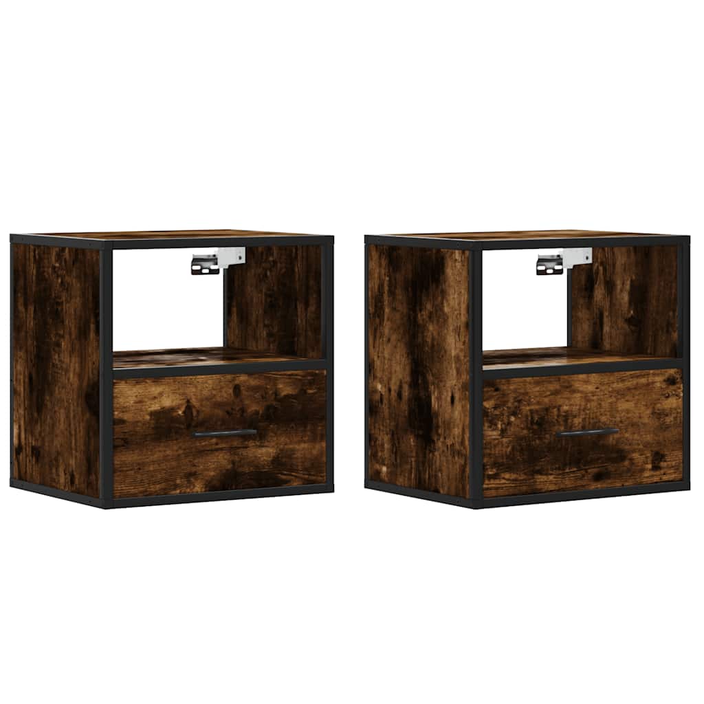 Comodini A Muro 2 Pz Rovere Fumo 40x31x39,5 cm