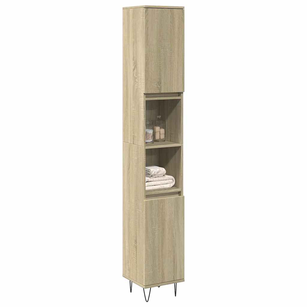 Armadietto Da Bagno Rovere Sonoma 30x30x190cm Legno Multistrato