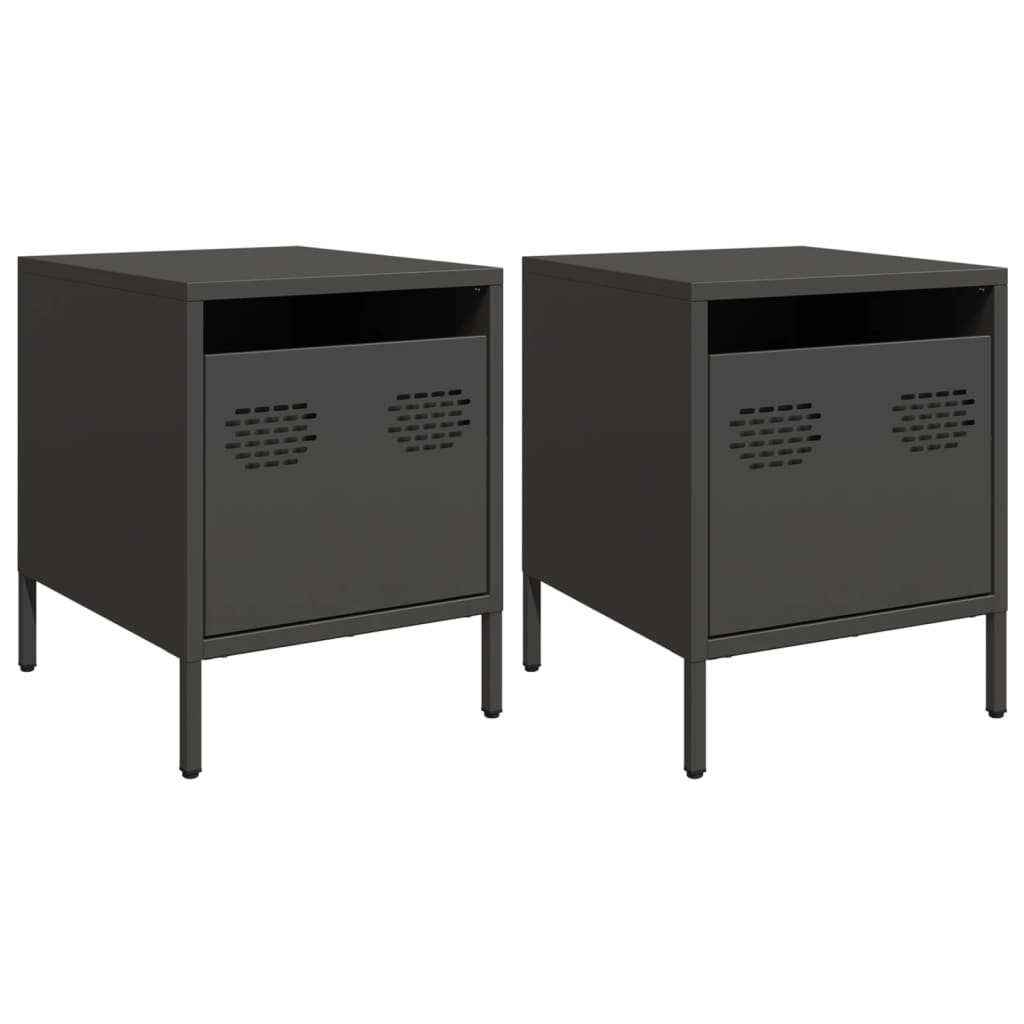Comodini 2 Pz Neri 35x39x43,5 Cm In Acciaio