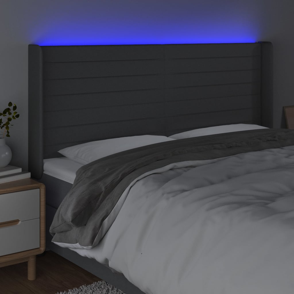 Testiera A Led Grigioscuro 183x16x118/128cm Intessuto