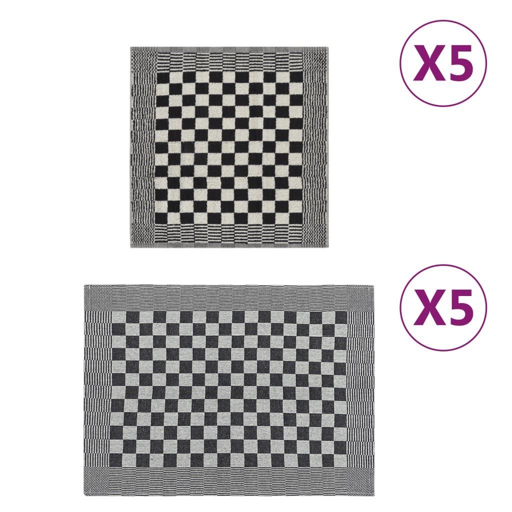 Set Strofinacci 10 Pz In Cotone Nero E Bianco - Image 2