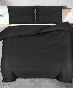 Set Copripiumino Nero 200x200 Cm In Microfibra Leggera