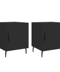 Comodini 2 Pz Neri 40x40x50 Cm In Legno Multistrato