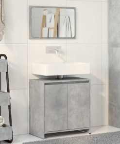 Set Mobili Da Bagno 2 Pz Grigio Cemento In Legno Multistrato