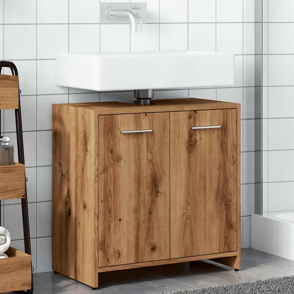 Mobile Lavabo Bagno Rovere Artigianale Legno Multistrato - Image 5