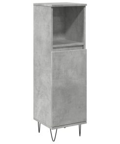 Armadietto Bagno Grigio Cemento 30x30x100 Cm Legno Multistrato