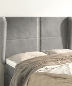 Testiera Ad Orecchio Grigio Chiaro 147x23x118/128 Cm In Velluto