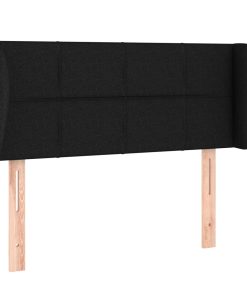 Testiera Ad Orecchio Nera 93x23x78/88 Cm In Tessuto