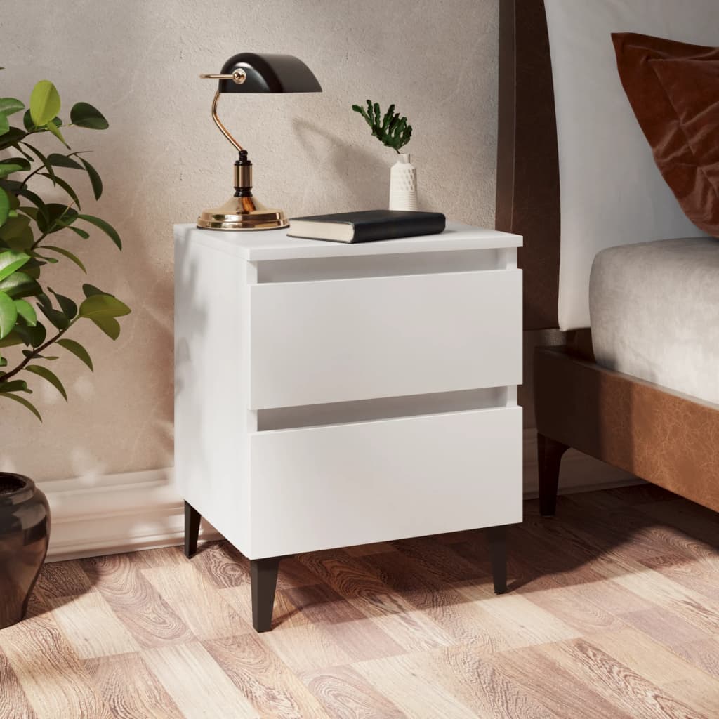 Comodini 2 Pz Bianco 40x35x50 Cm In Legno Multistrato