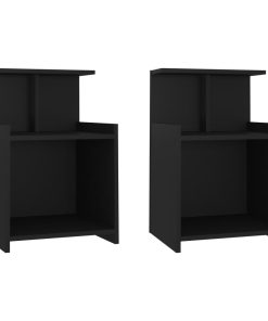 Comodini 2pz Neri 40x35x60 Cm In Legno Multistrato