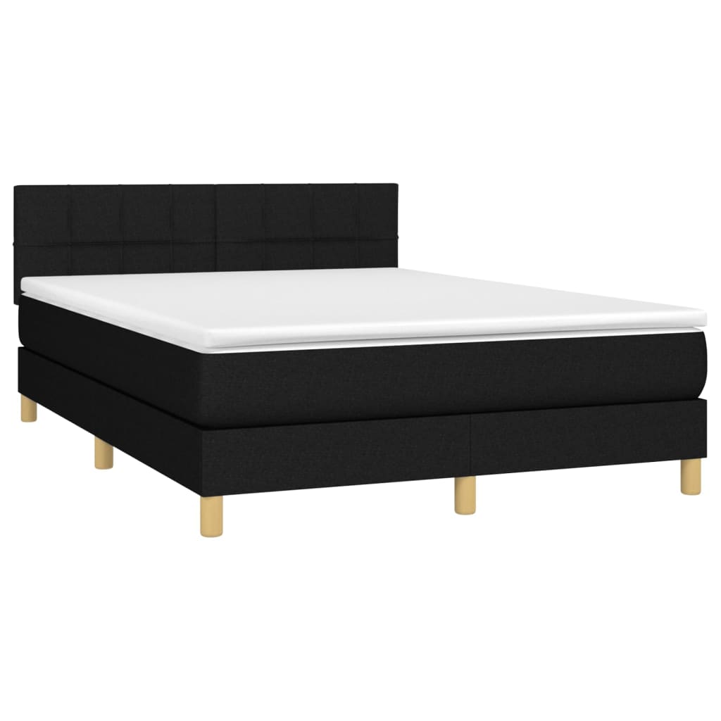 Letto A Molle Con Materasso E Led Nero 140x200 Cm In Tessuto