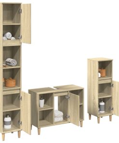 Set Mobili Da Bagno 3 Pz Rovere Sonoma In Legno Multistrato