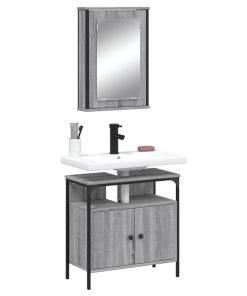 Set Mobili Da Bagno 2 Pz Grigio Sonoma In Legno Multistrato