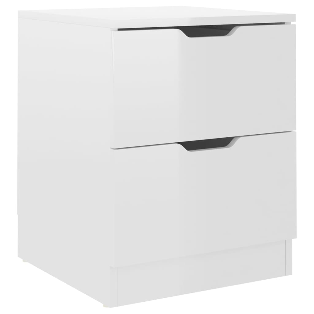 Comodini 2 Pz Bianco Lucido 40x40x50 Cm In Legno Multistrato