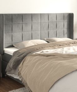 Testiera Ad Orecchio Grigio Chiaro 203x16x118/128 Cm In Velluto
