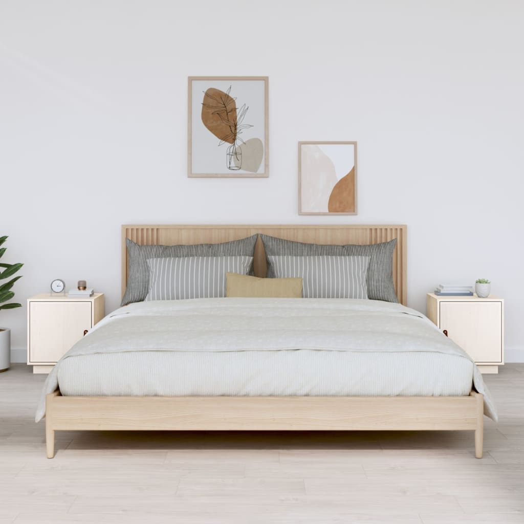 Comodini Bianco 2 Pz 40x34x45 Cm In Legno Massello Di Pino - Image 5