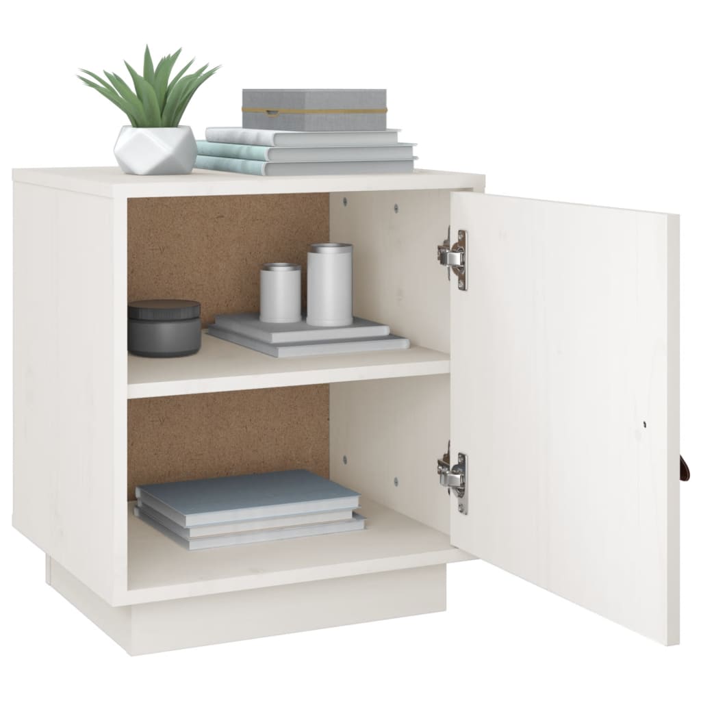 Comodini Bianco 2 Pz 40x34x45 Cm In Legno Massello Di Pino - Image 4