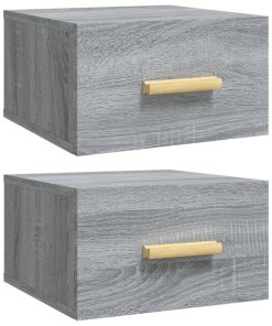 Comodini A Muro 2 Pz Grigio Sonoma 35x35x20 cm