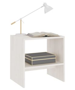 Comodini 2 Pz Bianchi 40x30,5x40 Cm In Legno Massello Di Pino