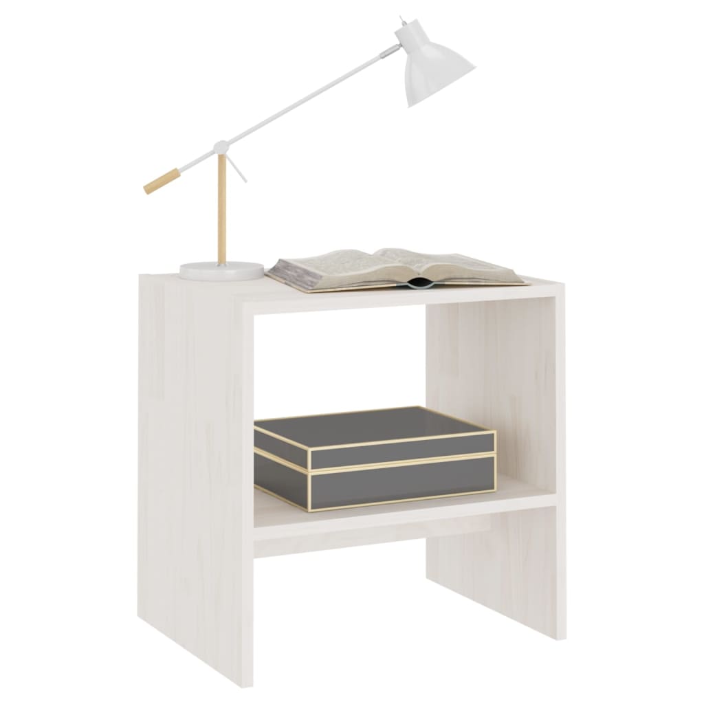 Comodini 2 Pz Bianchi 40x30,5x40 Cm In Legno Massello Di Pino