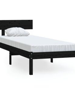 Giroletto Nero In Legno Massello Di Pino 90x190 Cm Single