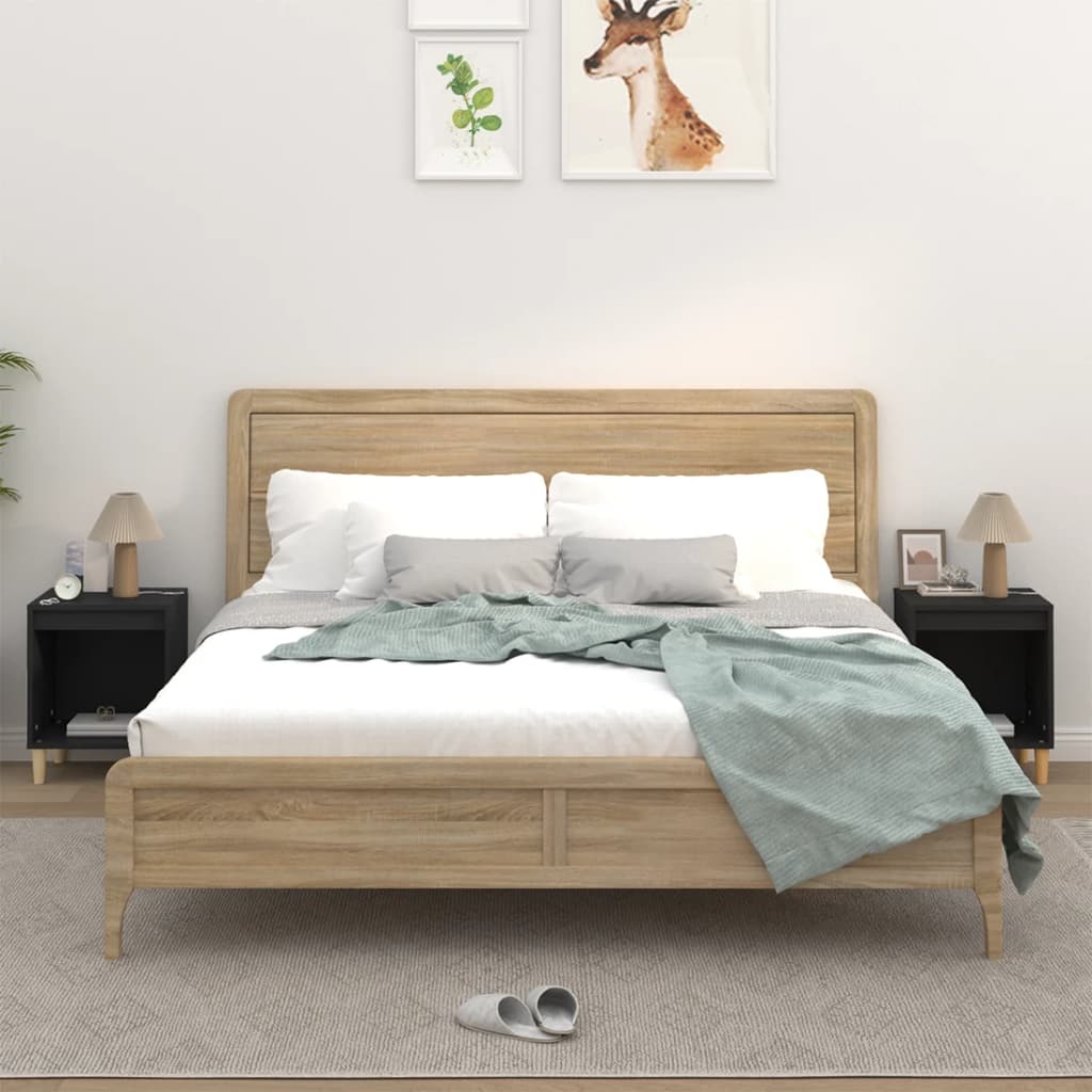 Comodini 2 Pz Nero 40x35x50 cm