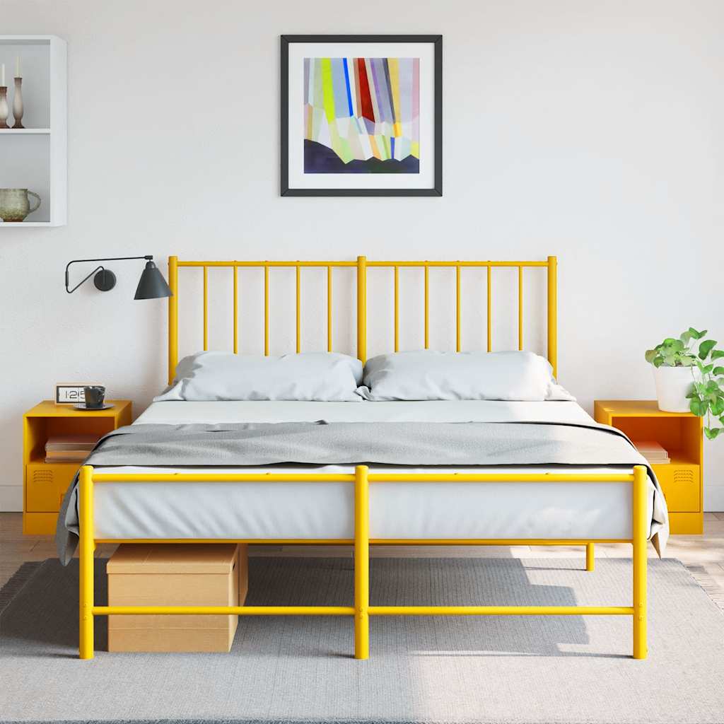 Comodini 2 Pz Giallo Senape 34,5x39x44 Cm In Acciaio