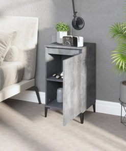 Comodini 2 Pz Grigio Cemento 40x35x70 Cm In Legno Multistrato